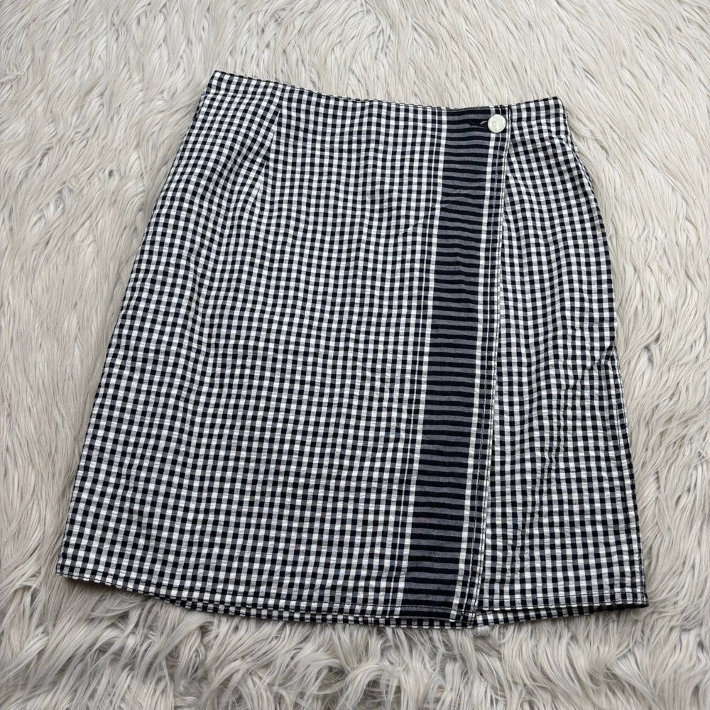 Vintage 90's Lizwear Women's 8P Gingham Mini Wrap Skirt Cotton Preppy Coquette